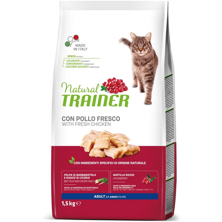 Суха храна за котки Natural Trainer, Пиле, 1,5 кг