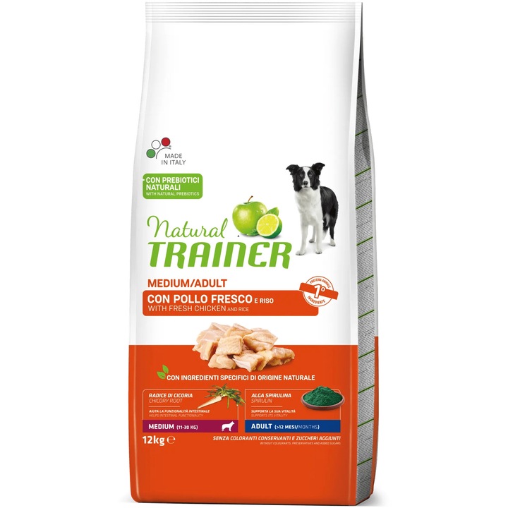 Суха храна за кучета Natural Trainer, Adult, Пилешко, 12 кг