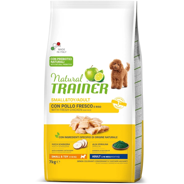 Суха храна за кучета Natural Trainer, Пилешко и ориз, 7 кг