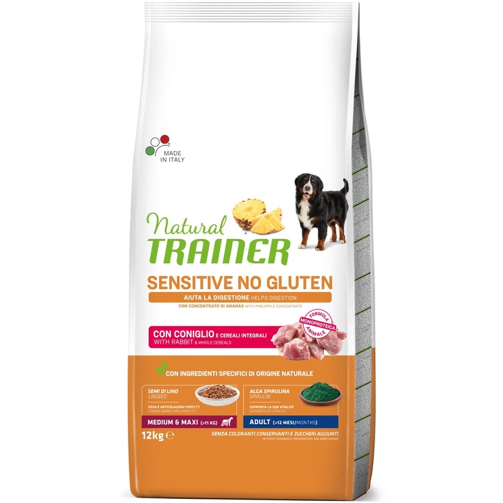 Суха храна за кучета Natural Trainer, Заешко, 12 кг