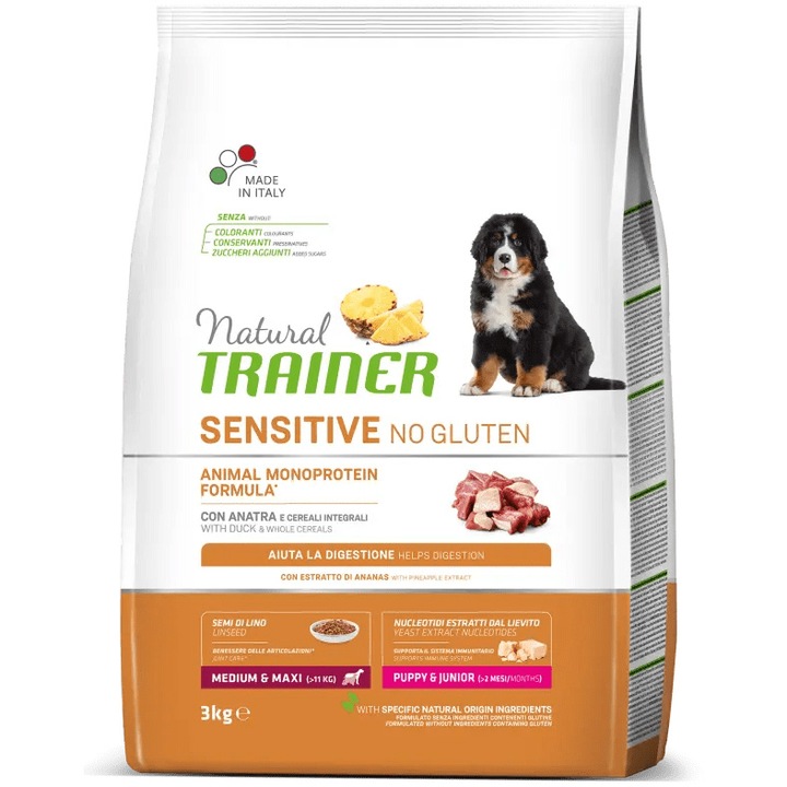 Суха храна за кучета Natural Trainer, Sensitive, Патешко, 3 кг