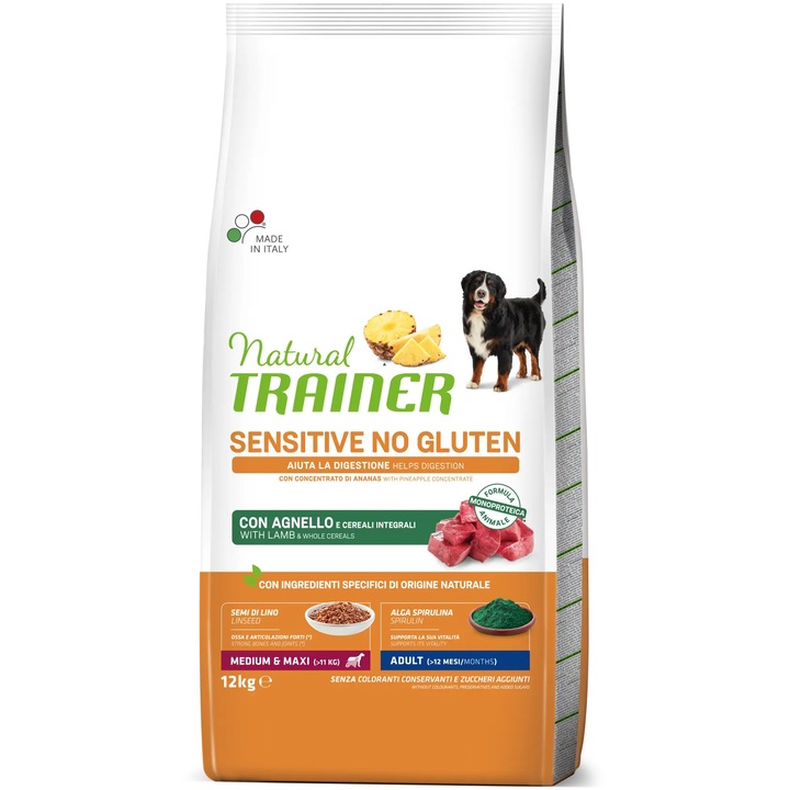 Суха храна за кучета Natural Trainer, Агнешко, 12 кг