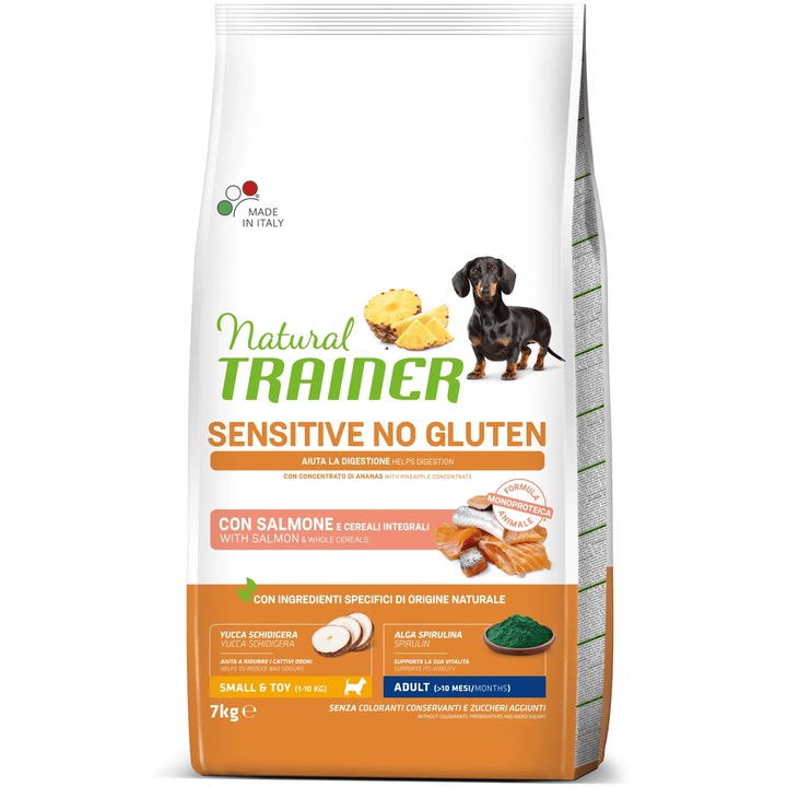 Суха храна за кучета Natural Trainer, Сьомга, 7 кг