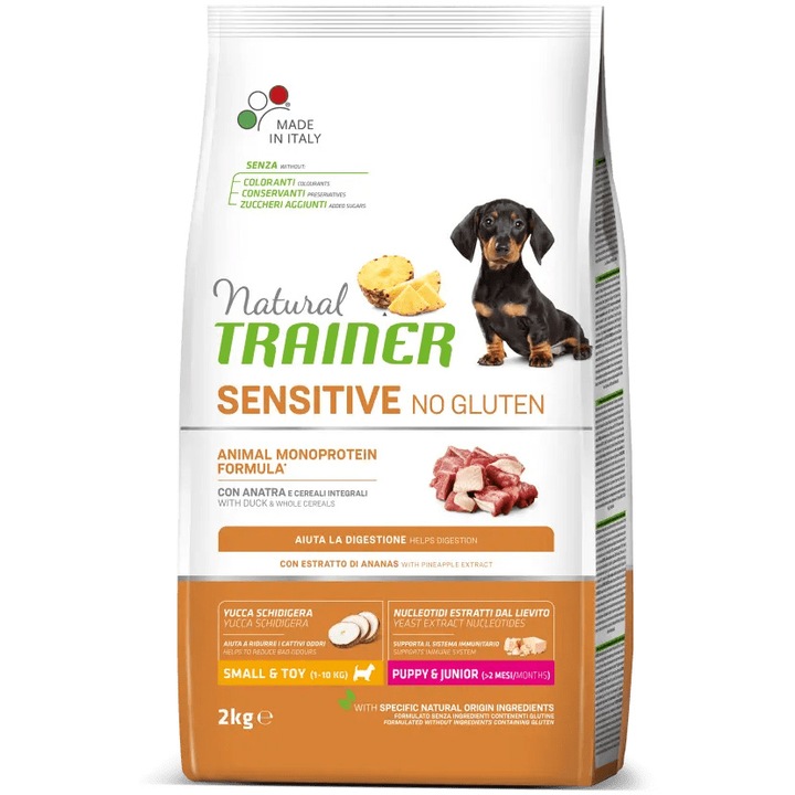Суха храна за кучета Natural Trainer, Junior, Патешко, 2 кг