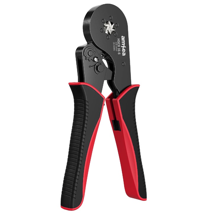 Cleste pentru sertizare amXea HSC8 16-6 Negru-Rosu, cu sase falci pt 0.08 - 16 mm²