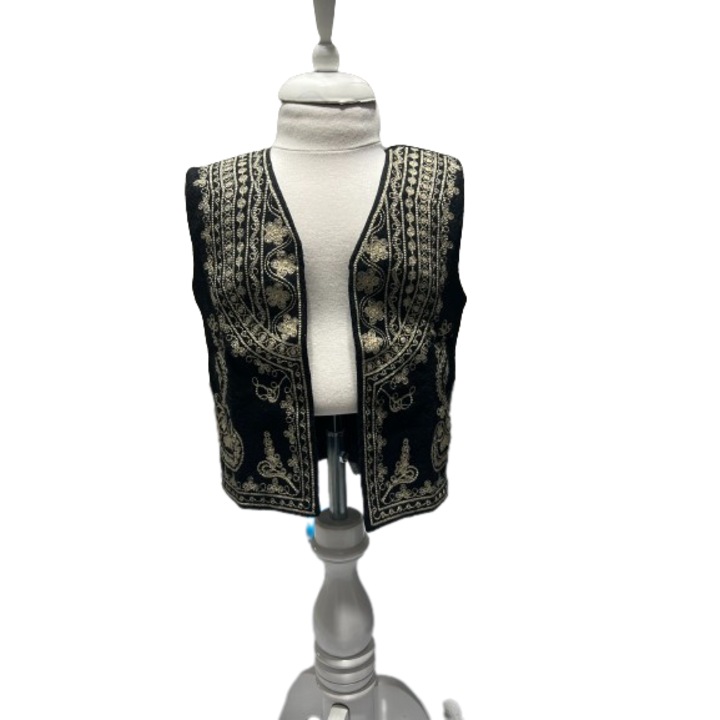 Vesta traditionala copii, culoare neagra, 6-7 ani