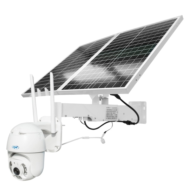 Camera supraveghere video PNI IP65, live, GSM 4G, PTZ, 5MP, detectie miscare, detectie silueta umana, IP66 cu panou solar 60W, 20A inclus