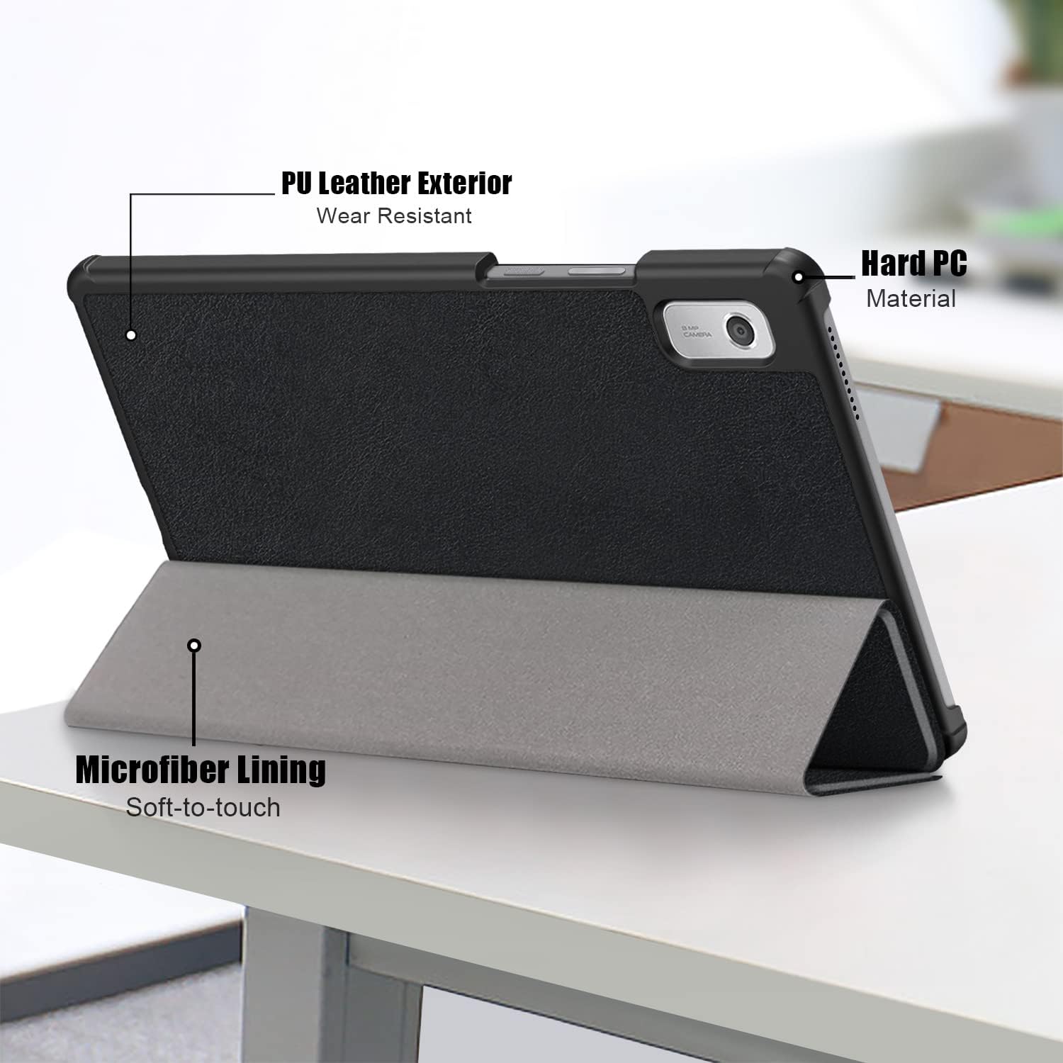 Husa Slim Sigloo, Smart Cover, Trifold, pentru tableta Lenovo Tab M9, TB-310FU, 9 inch, Black