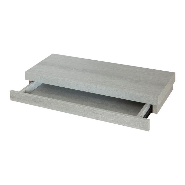 [en.casa] Fali polc PXWK-0004 Karkkila 60 x 23, 5 x 8 cm MDF, PVC bevonattal betonhatású fali polc beépített fiókkal