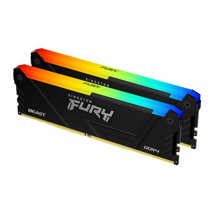 Memória Kingston FURY Beast Black RGB 32GB (2x16GB) DDR4 3200MHz CL16 2Rx8 KF432C16BB12AK2/32