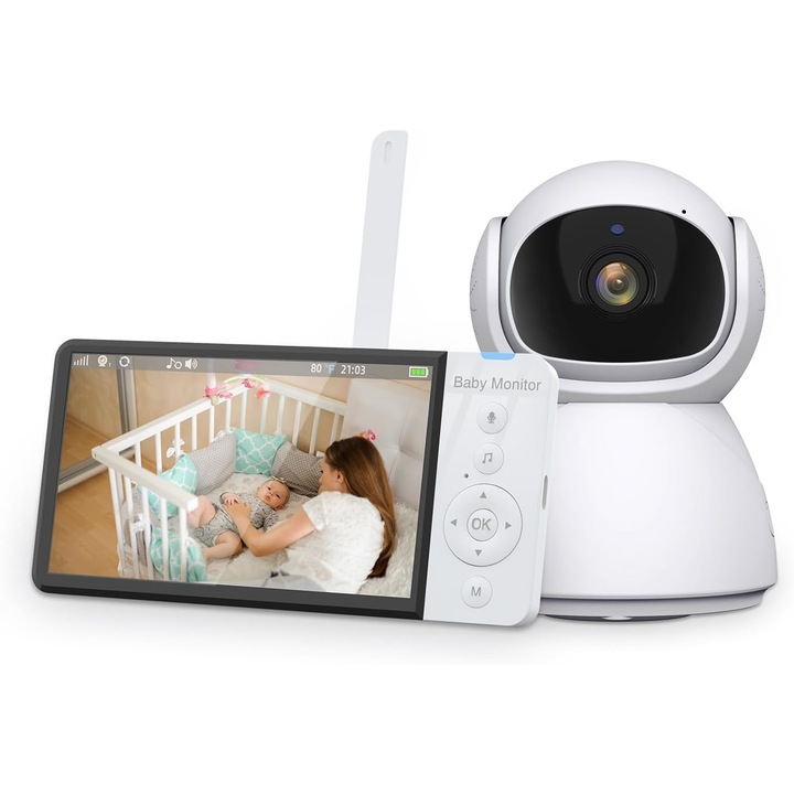Цифров бебефон и безжична аудио-видео камера за наблюдение на бебета, LikeSmart BabyChill, XXL 5" инчов LCD HD екран, VOX, нощен режим, двупосочен, мониторинг на температурата, приспивни песни