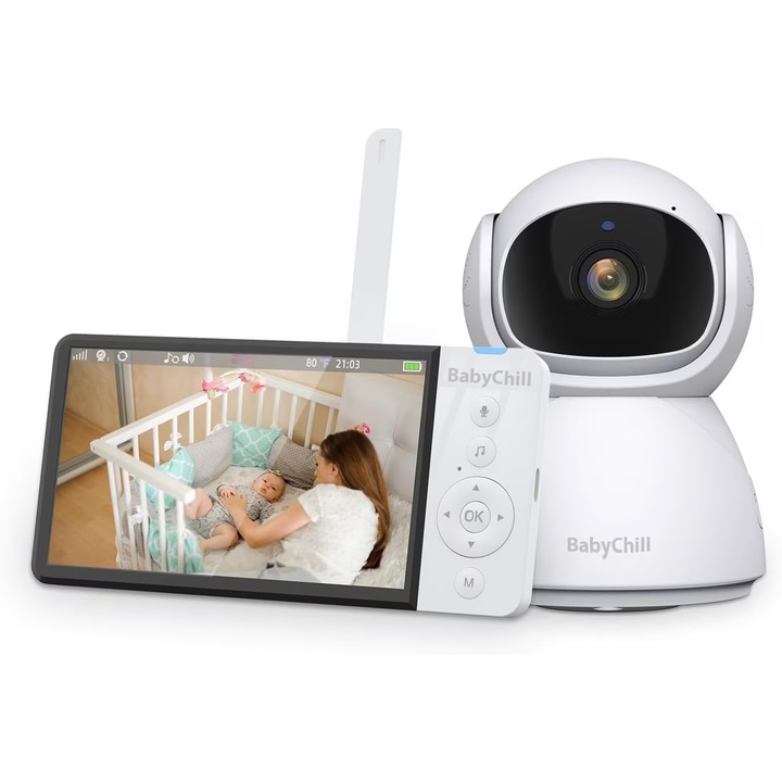 Baby Monitor Digital si Camera Audio-Video Wireless Pentru Supraveghere Bebe, LikeSmart BabyChill, Ecran HD XXL 5" Inch LCD, VOX, Mod Nocturn, BiDirectional, Monitorizare Temperatura, Cantece de Leagan