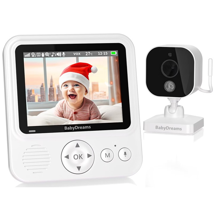 Baby Monitor Digital si Camera Audio-Video Wireless Pentru Supraveghere Bebe, LikeSmart BabyDreams, Ecran HD 2.8" LCD, VOX, Mod Nocturn, BiDirectional, Monitorizare Temperatura, Cantece de Leagan