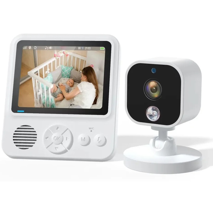 Цифров бебефон и безжична аудио-видео камера за наблюдение на бебета, LikeSmart BabyDreams, HD 2.8" LCD екран, VOX, нощен режим, двупосочен, мониторинг на температурата, приспивни песни