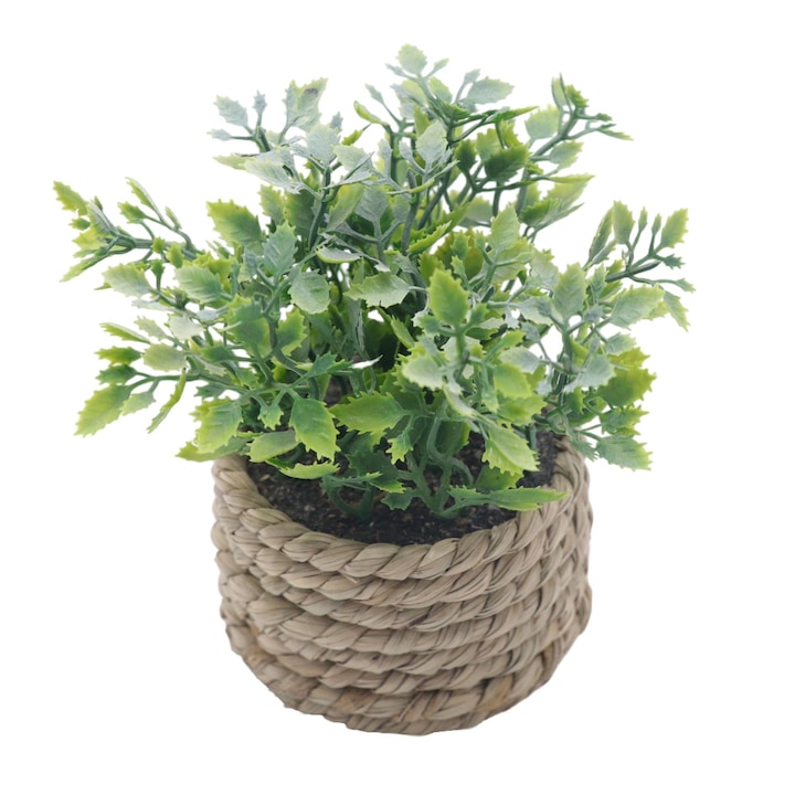 Planta artificiala, Cu ghiveci, Verde/Maro