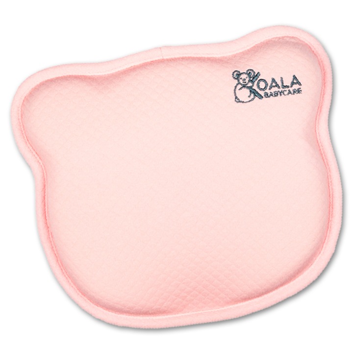 Perna bebelusi anti plagiocefalie 0-12 luni, forma ergonomica cu spuma memory, 2 huse detasabile, certificata in Germania, Koala Perfect Head Pink