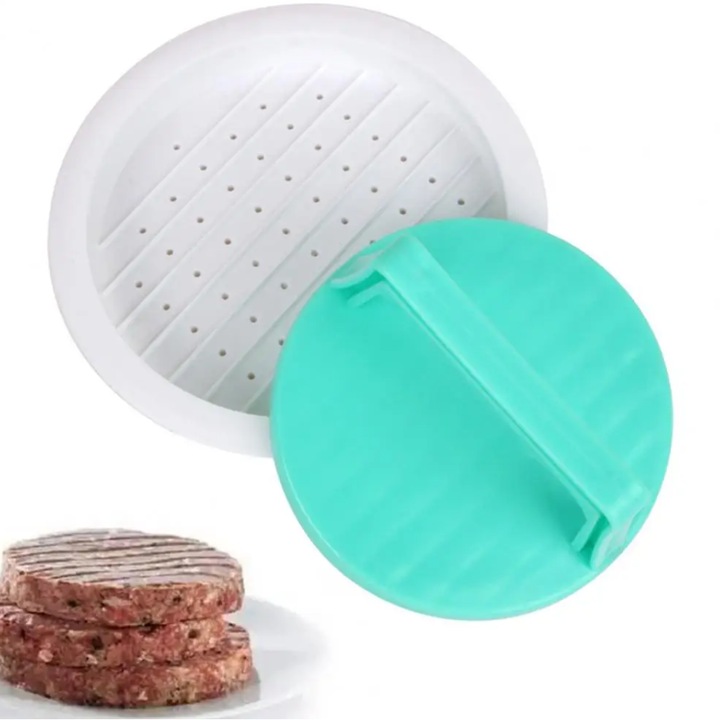 Presa matrice pentru burgeri, UBX®, usor de curatat si folosit, plastic, rotunda, 13 cm, turcoaz