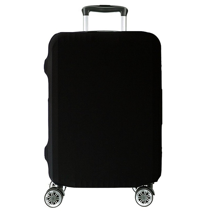 Husa De Protectie Pentru Valiza, Ferocity, Spandex Rezistent Elastic, Montare cu Velcro, Protectie Anti-Zgarieturi/Murdarie, Acces Usor la Manere, Negru, 65 cm x 44 cm x 27 cm