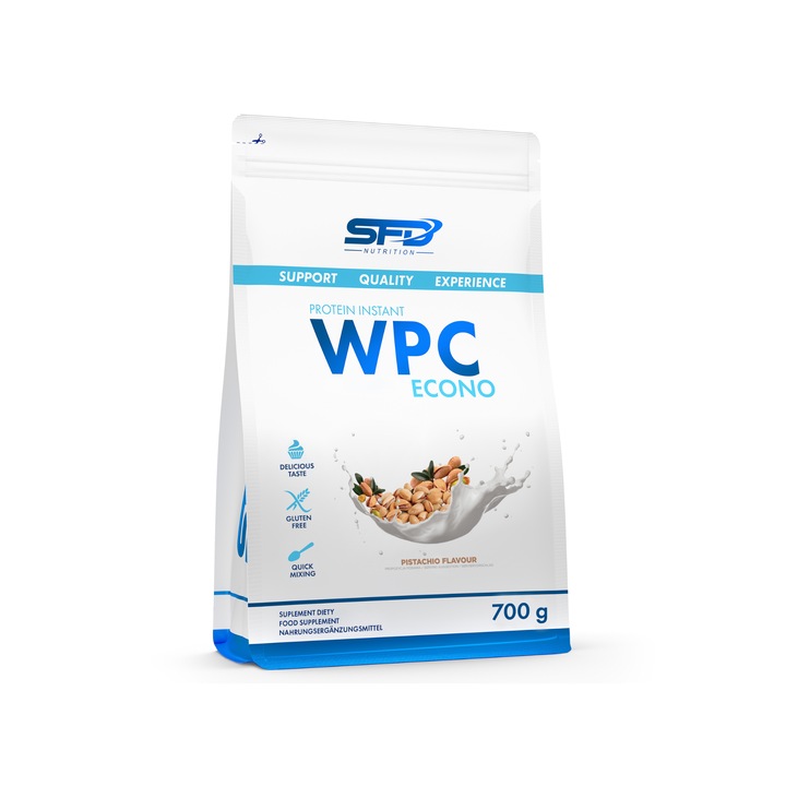 Proteine din zer, SFD WPC Protein Econo, 700g, aroma FISTIC, pudra proteica, 21g proteine per portie, fara zahar
