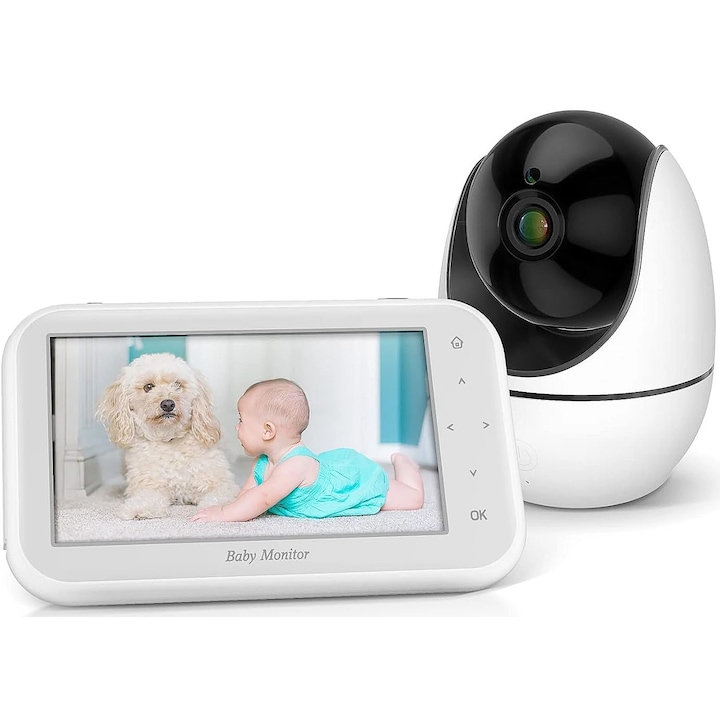 Бебефон и безжична аудио-видео камера за наблюдение на бебета, LikeSmart BabyNannY, XXL 4,5" LCD HD екран, VOX, нощен режим, двупосочно, наблюдение на температурата, приспивни песни