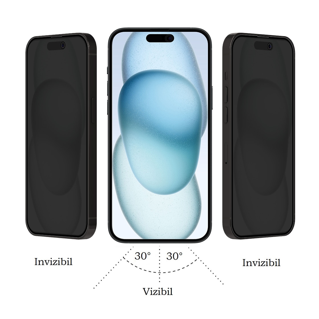 Folie Sticla Dr.Shield, Compatibil Apple iPhone 15 Plus, Protectie Profesionala 3D, Full Cover, Model Privacy