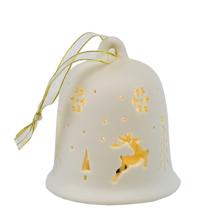 Clopot de portelan cu iluminare LED 14x8 cm