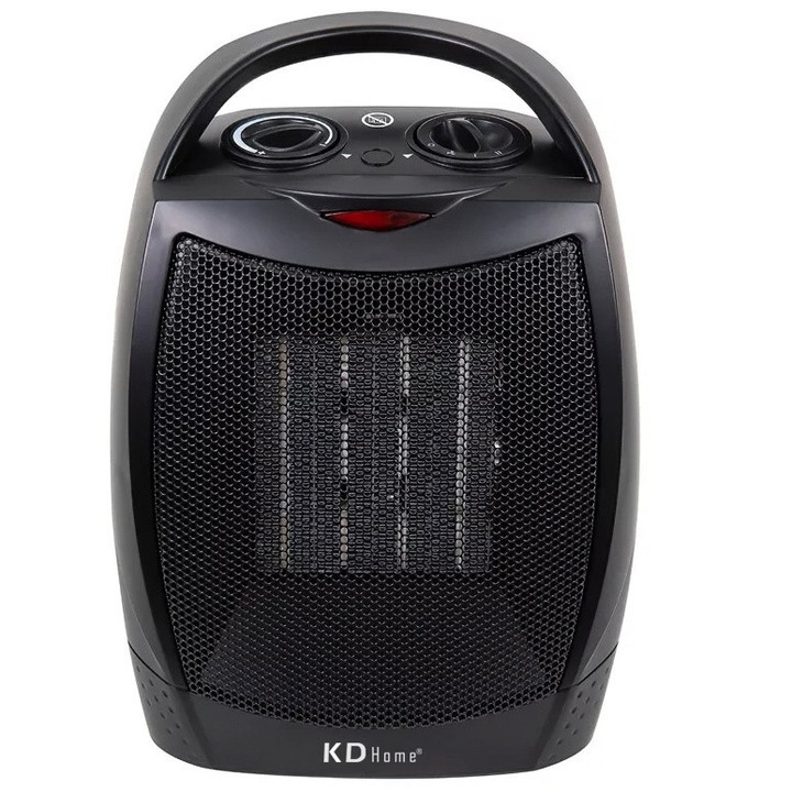 Kerámia légfűtő KD Home® Master Heater, 1500 W, állítható termosztát, 2 sebesség, ventilátor funkció, hordozható, zuhanásgátló, halk, fekete
