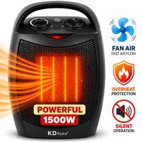 Aeroterma ceramica KD Home® Master Heater, 1500W, Termostat Reglabil, 2 Viteze, Functie Ventilator, Portabil, Siguranta Anti Cadere, Silentios, Negru