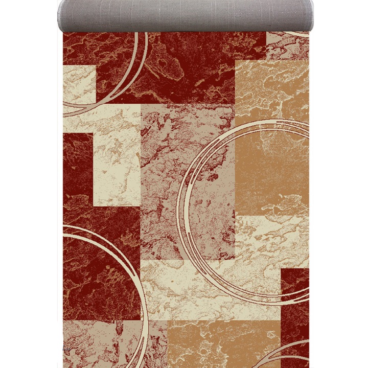 Traversa Festonata / Surfilata, Model Covorexpert Lotos 15001-210, Lungime Fir 8 mm, Latime 2m, Marime 200 x 800 cm, Grena, Rosu, Antialergic, Polipropilena, Living, Dormitor, Coridor, Hol 200 x 800