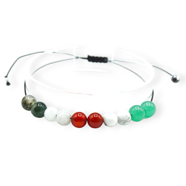 Állítható karkötő természetes kövekkel, Rák csillagjegy