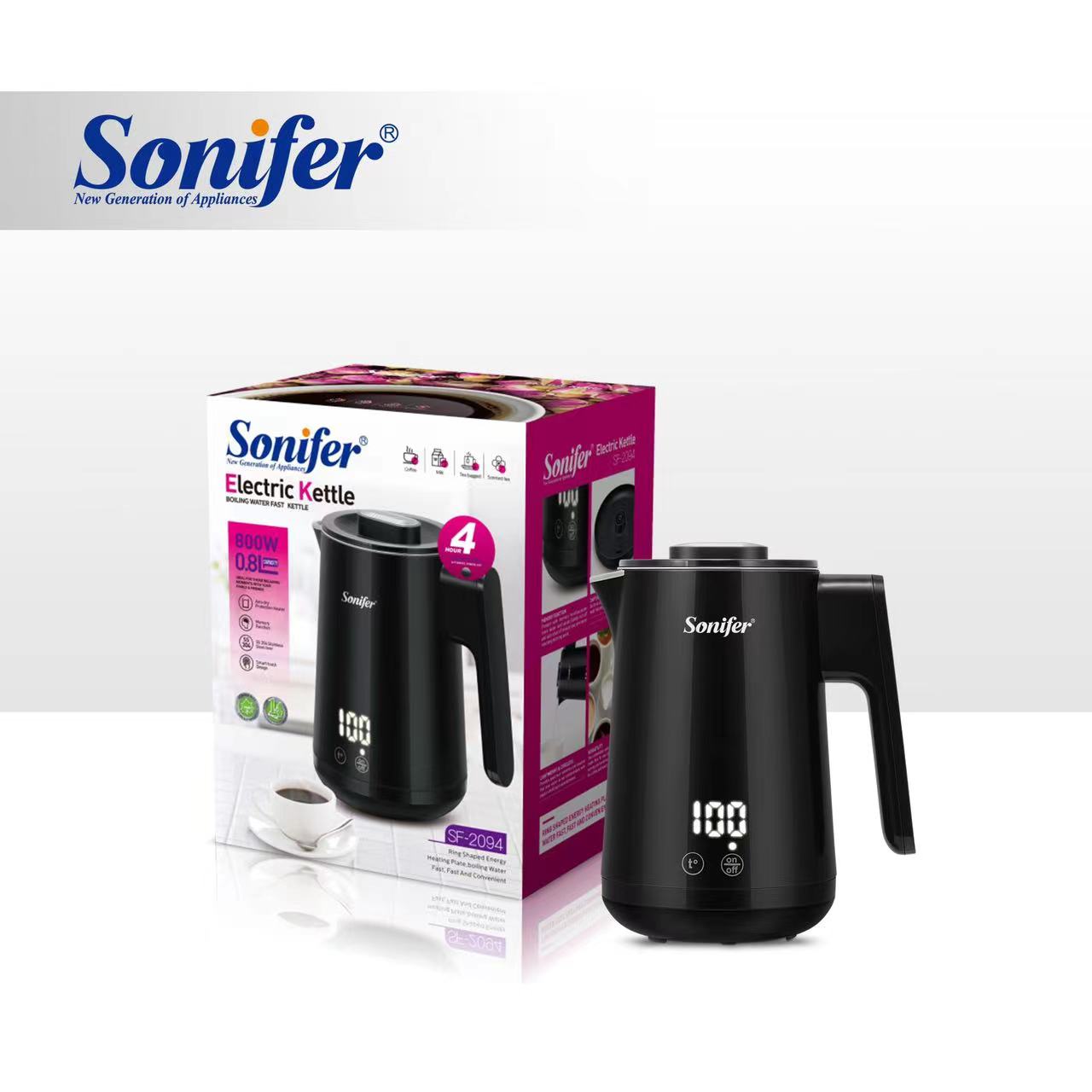 Sonifer SF2058 0.6L 800W Cordless Electric Kettle Black