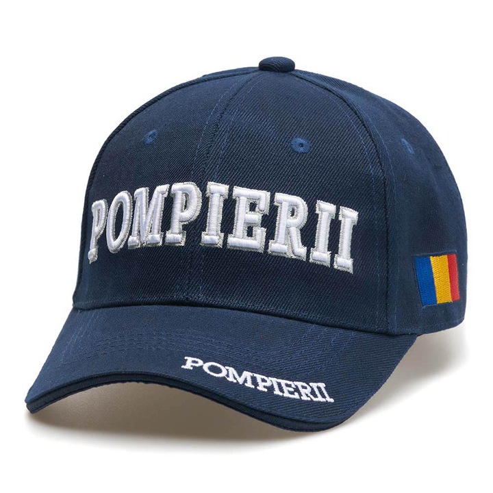 Шапка Pompierii, мъжка, 3D бродерия, тъмносиня, регулируем размер