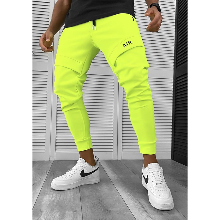 Pantaloni barbati, deHaine, trening, AIR, 10236, galben neon, L INTL