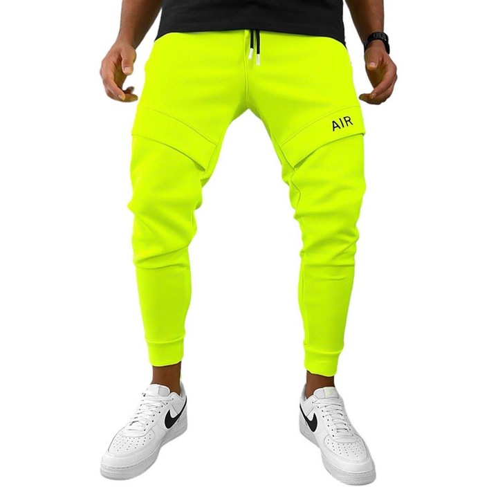 Pantaloni barbati, deHaine, trening, AIR, 10236, galben neon, L INTL
