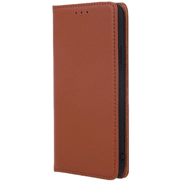 Калъф от естествена кожа, съвместим с Samsung Galaxy A53 5G, книга от автентична кожа, джоб за карти, пълна защита, тип книга, кафяв