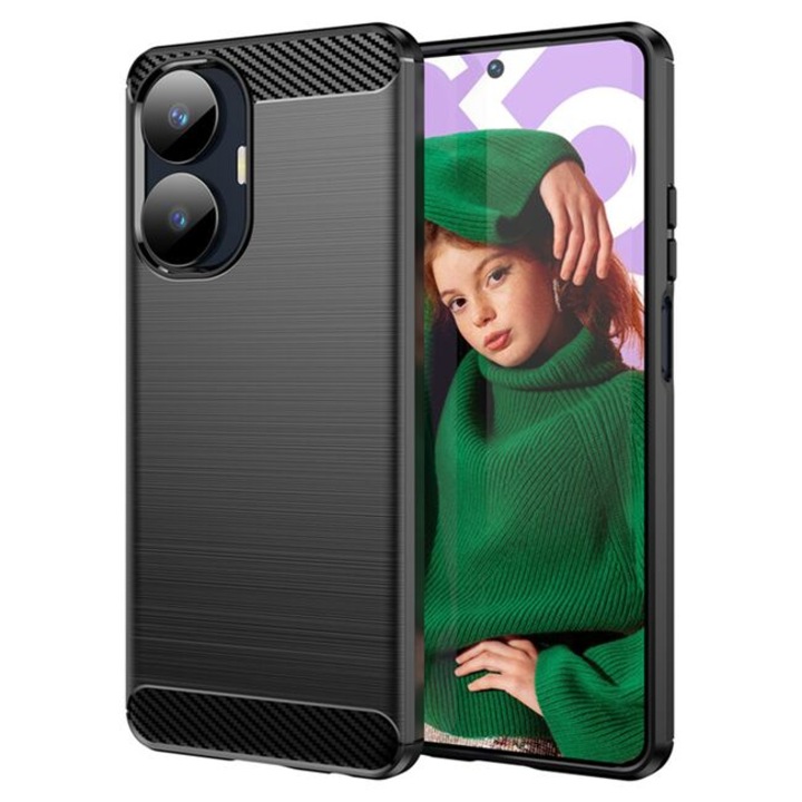 Кейс за Realme C55 Carbon Liquid Silicone, Aiyando, черен
