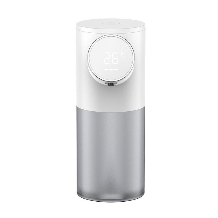 Dozator cu dispenser de sapun spuma automat cu senzor IARMAC, 320 ml, Display cu afisaj LED care afiseaza temperatura si nivelul de spumare, programabil, mobil, Alb