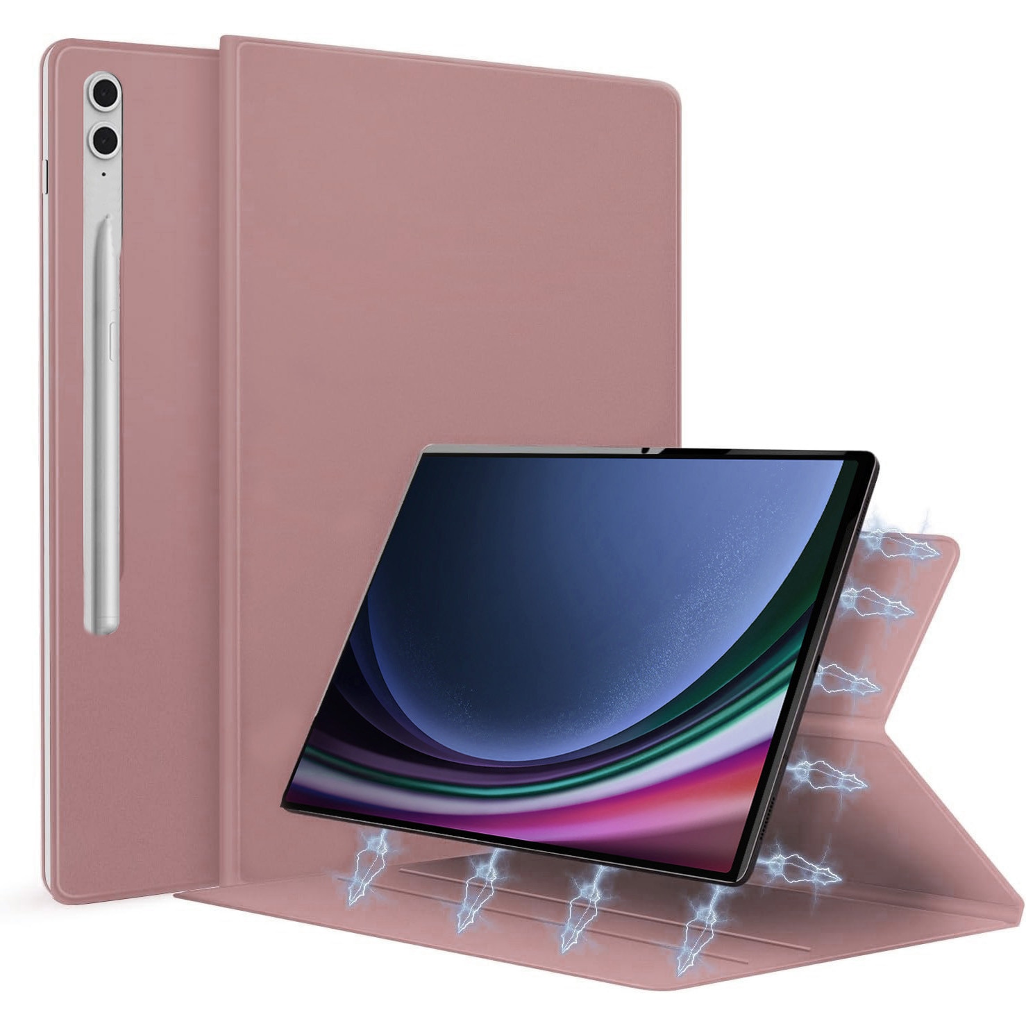 Husa Premium Magnetica Slim pentru Samsung Galaxy Tab S9 (FE) Plus 12.4", Smart Cover, Rose Gold