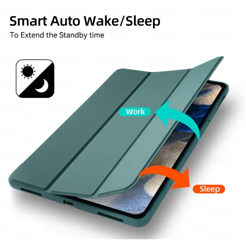 Husa Ultra Slim, Revomag, pentru Samsung Galaxy Tab A11+, A9 Plus, 11.0", TPU Smart Cover, Verde Marin