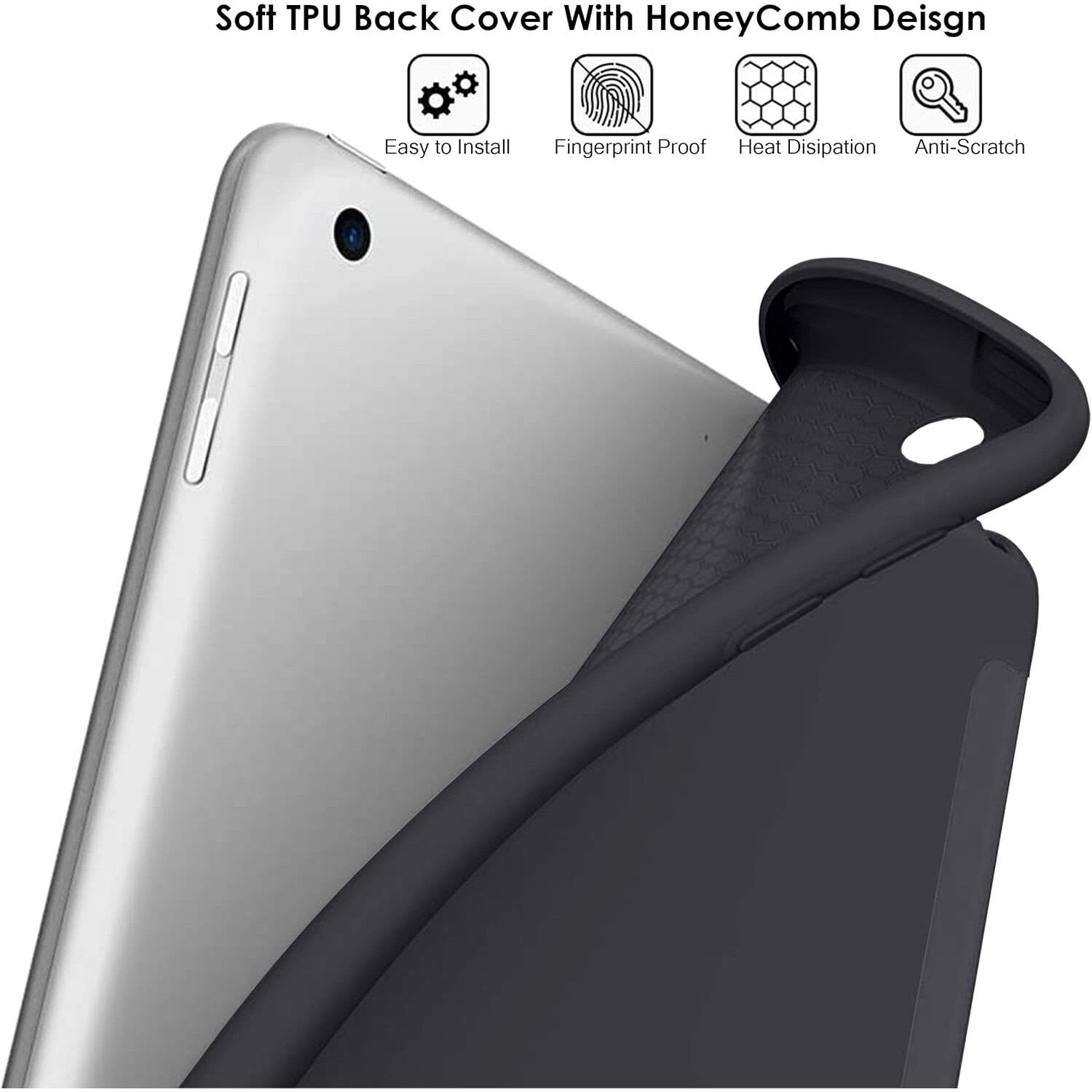 Husa Slim Sigloo, Smart Cover, Trifold, pentru tableta Xiaomi RedMI Pad (2022), 10.6", din Silicon, protectie 360, model Black