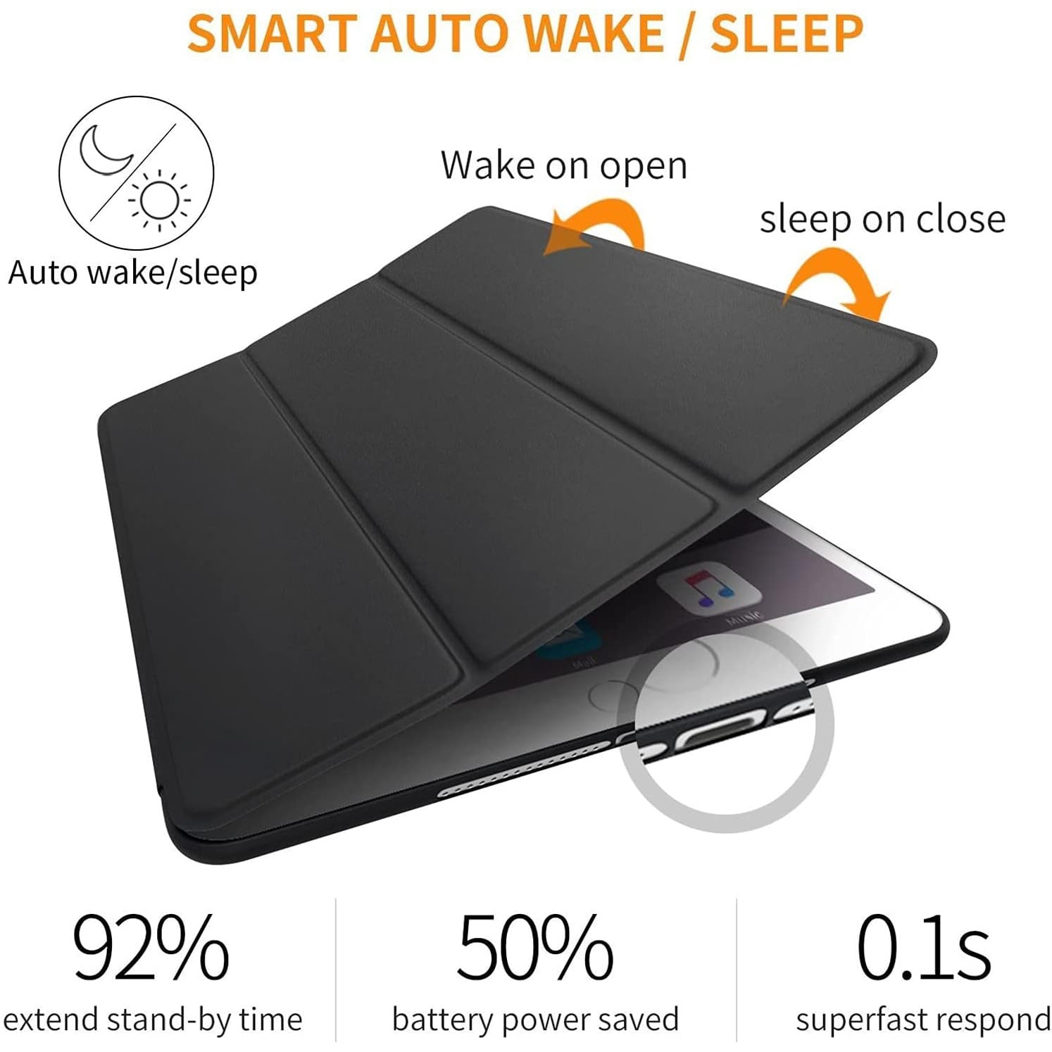 Husa Slim Sigloo, Smart Cover, Trifold, pentru tableta Xiaomi RedMI Pad (2022), 10.6", din Silicon, protectie 360, model Black
