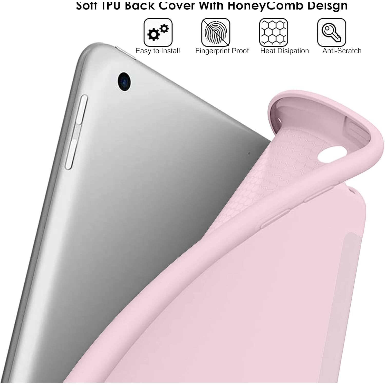 Husa Slim Sigloo, Smart Cover, Trifold, pentru tableta Xiaomi RedMI Pad 10.6, 10.6 inch, din Silicon, protectie 360, model Light Pink