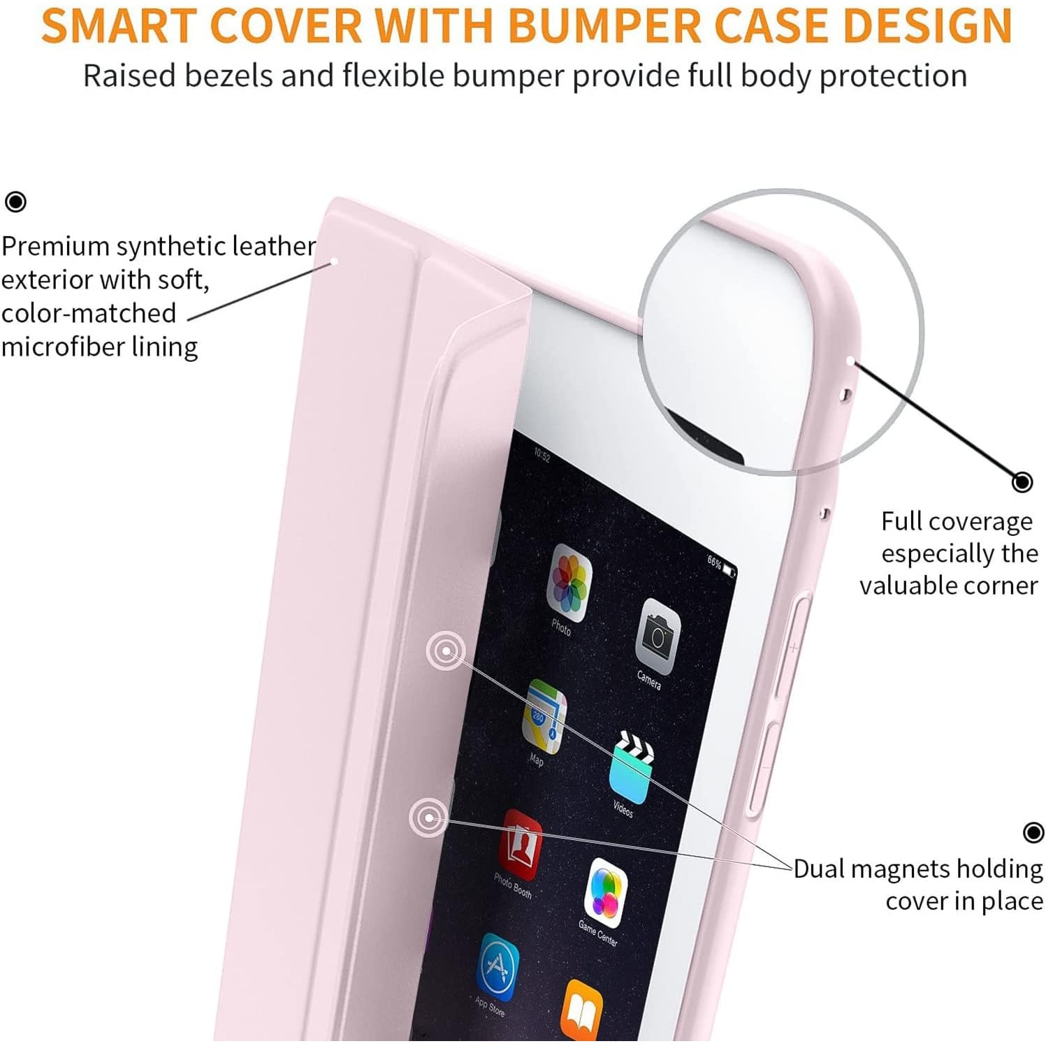 Husa Slim Sigloo, Smart Cover, Trifold, pentru tableta Xiaomi RedMI Pad 10.6, 10.6 inch, din Silicon, protectie 360, model Light Pink