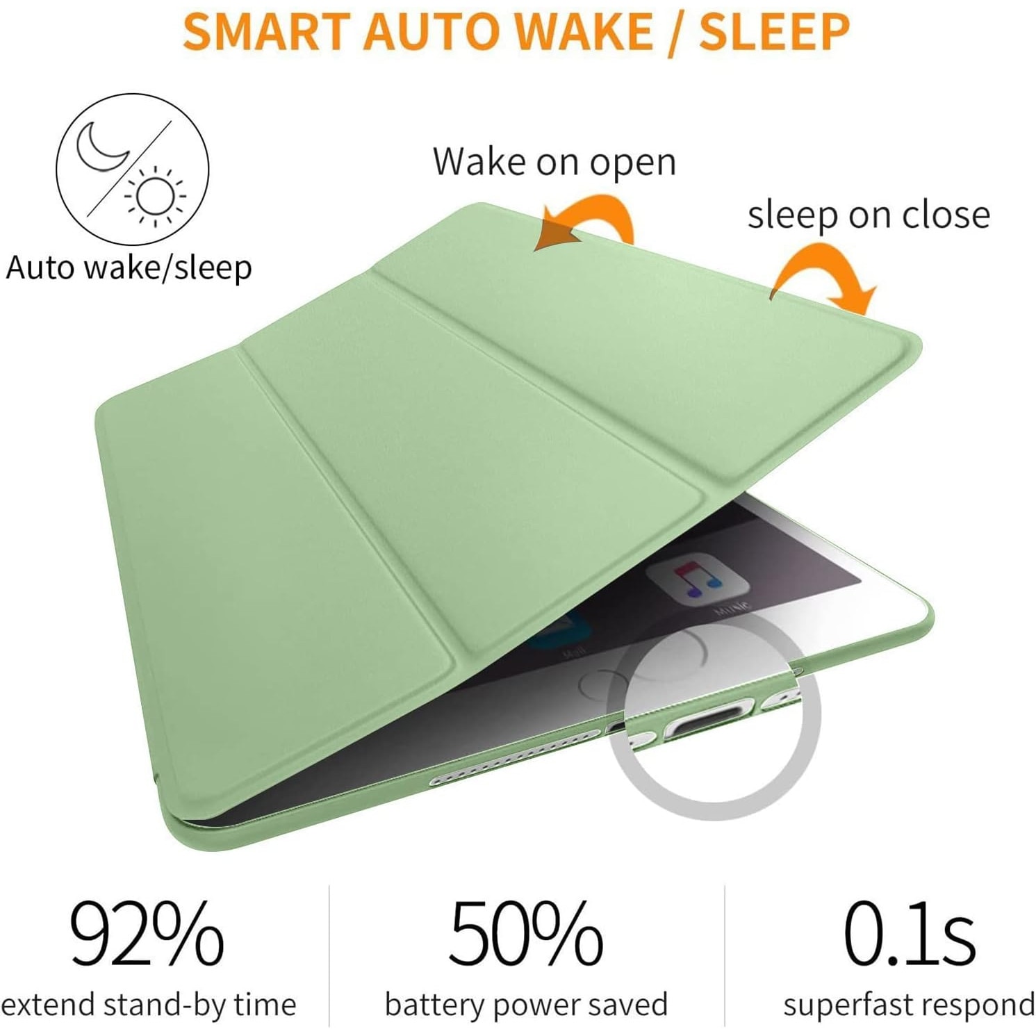 Husa Slim Sigloo, Smart Cover, Trifold, pentru tableta Xiaomi RedMI Pad 10.6, 10.6 inch, din Silicon, protectie 360, model Green