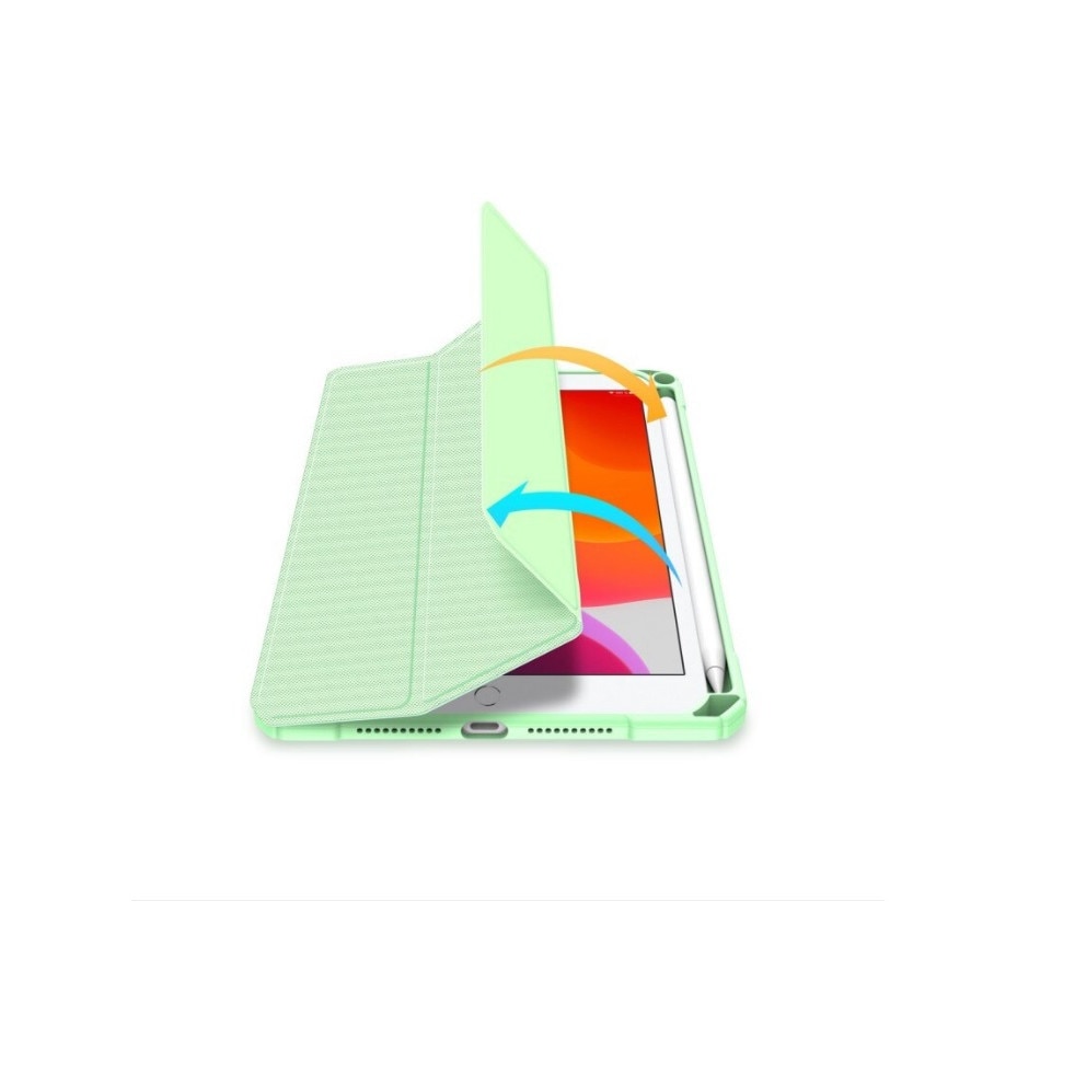 Husa premium Sigloo, pentru tableta iPad mini 6th Gen 8.3 2021, 8.3 Inch, interior de piele sintetica, cu suport Smart Pen, spatele din policarbonat transparent, Green