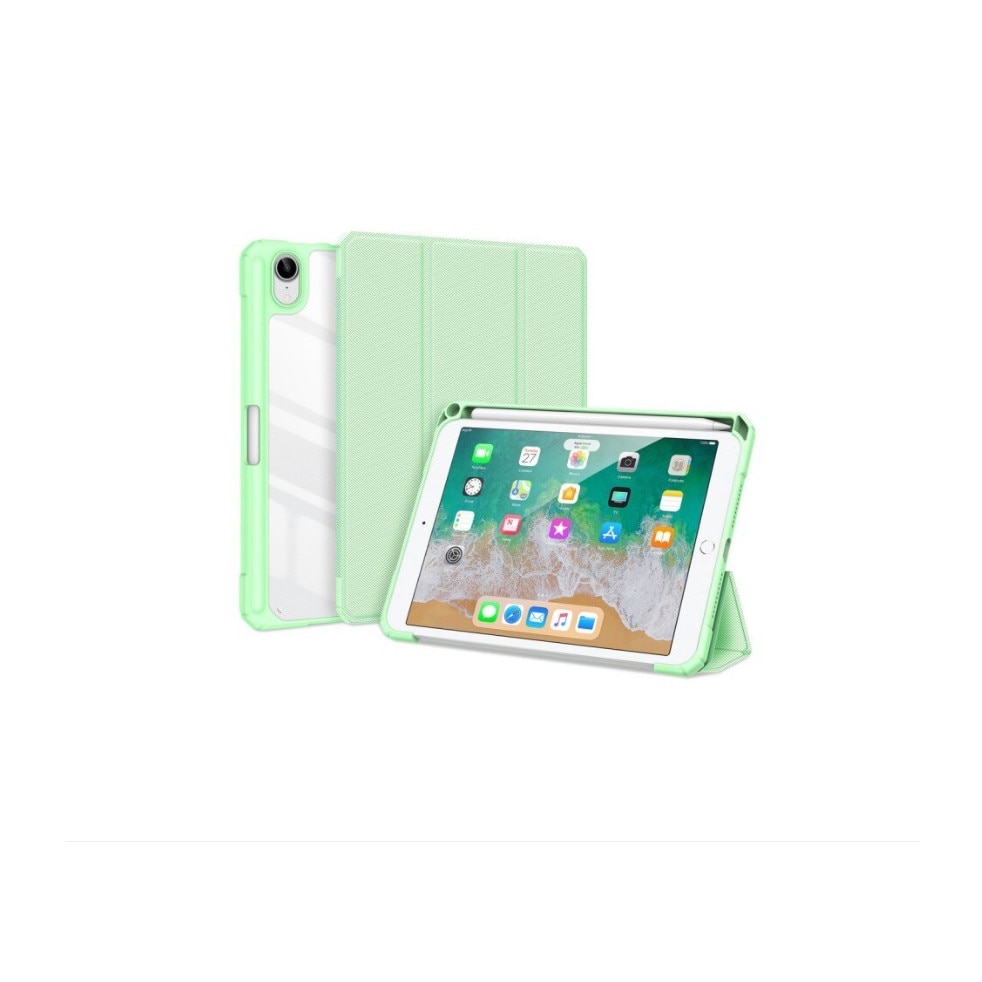 Husa premium Sigloo, pentru tableta iPad mini 6th Gen 8.3 2021, 8.3 Inch, interior de piele sintetica, cu suport Smart Pen, spatele din policarbonat transparent, Green