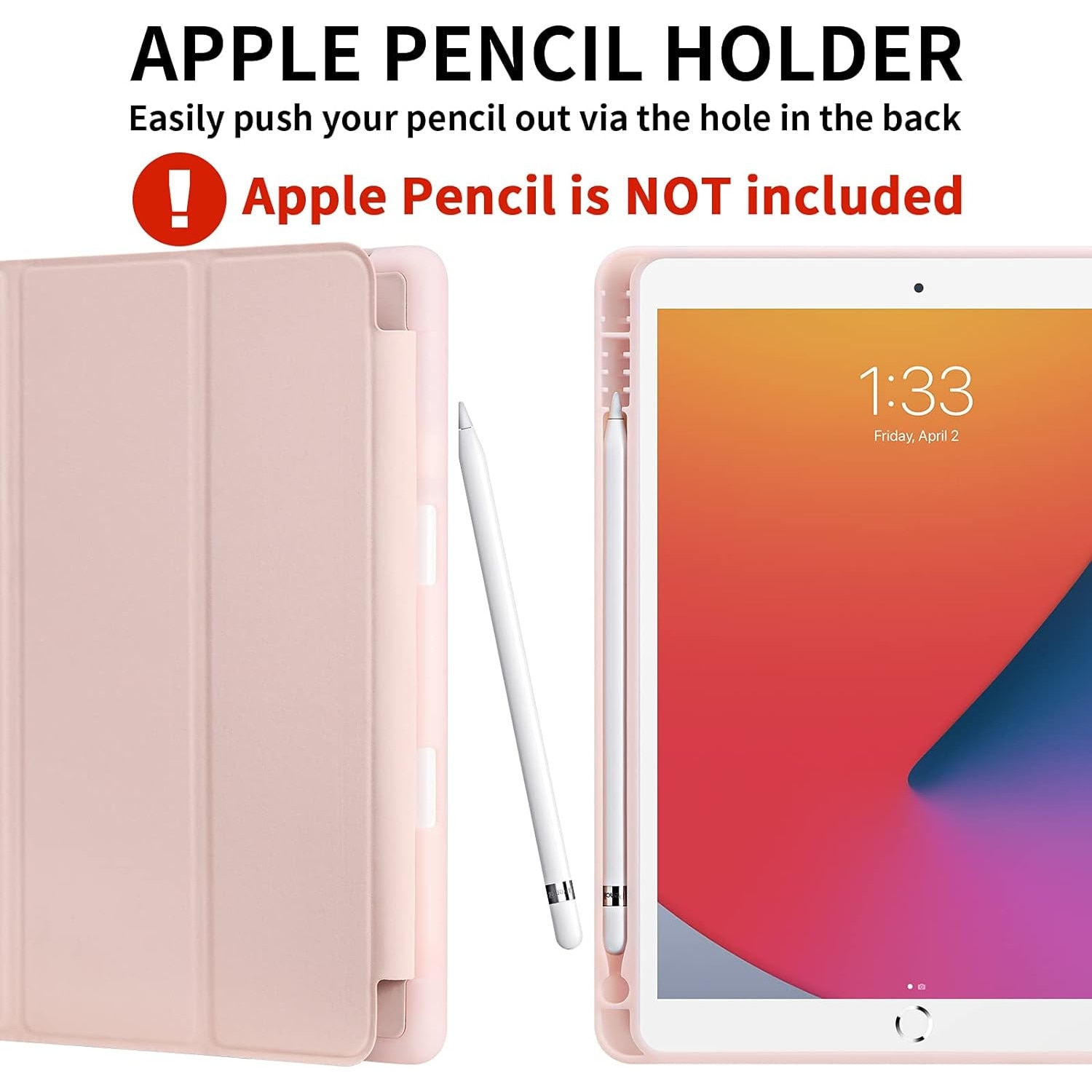 Husa pentru tableta Apple iPad Air 11" (2024), iPAD Air 5/4, 10.9, model 2022/2021/2020, 10.9 inch, Sigloo, interior de piele sintetica, cu suport Smart Pen, spatele din policarbonat, rezistent la socuri, Pink