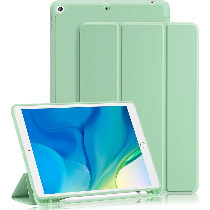 Премиум калъф Sigloo, за таблет iPAD Pro 12.9, модел 2022/2021/2020/2018, 12,9 инча, интериор от синтетична кожа, с държач за Smart Pen, гръб от поликарбонат, зелен