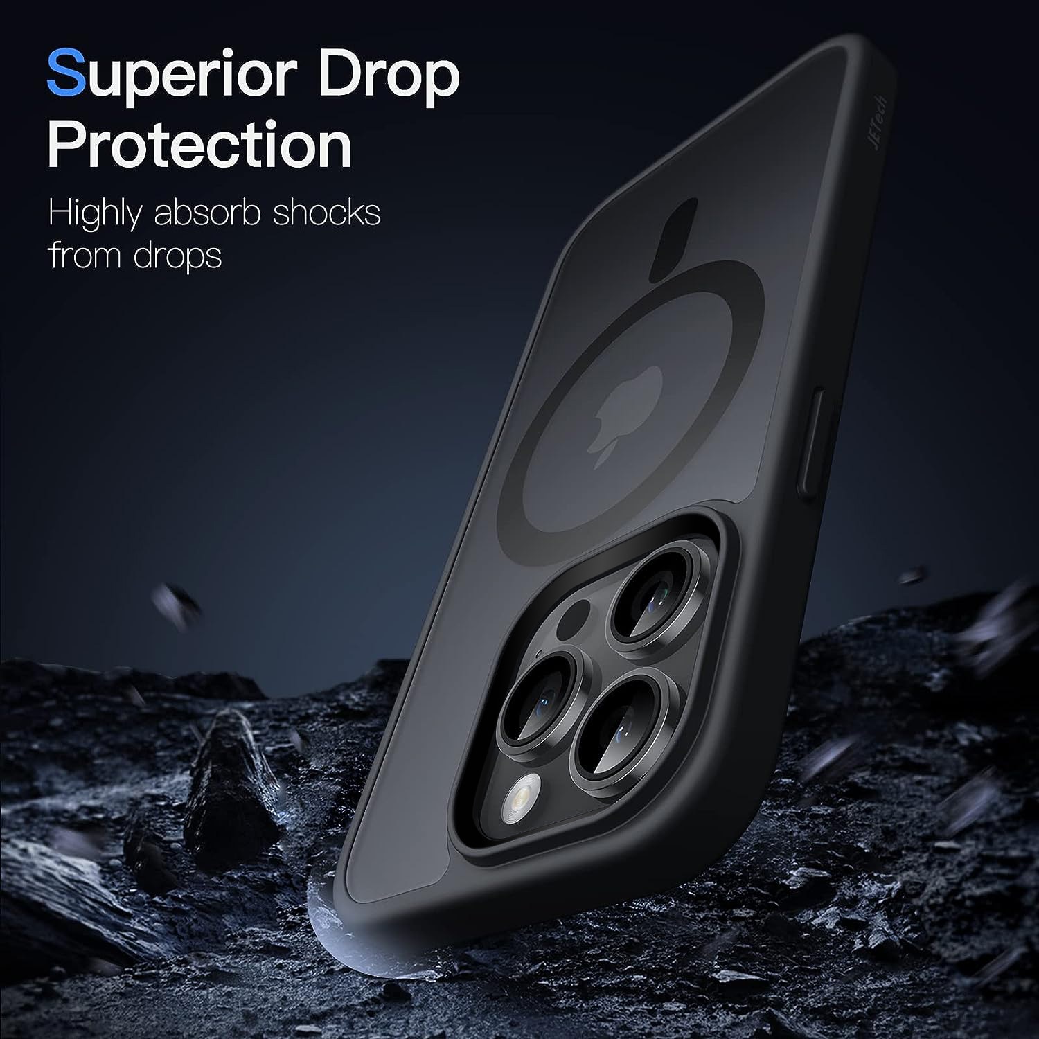 Husa pentru iPhone 15 Pro ZAFIT®, cu incarcare Magsafe, Silicon, Negru transparent