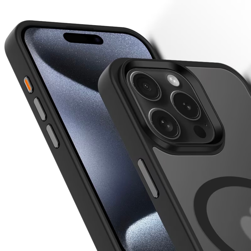 Husa pentru iPhone 15 Pro ZAFIT®, cu incarcare Magsafe, Silicon, Negru transparent